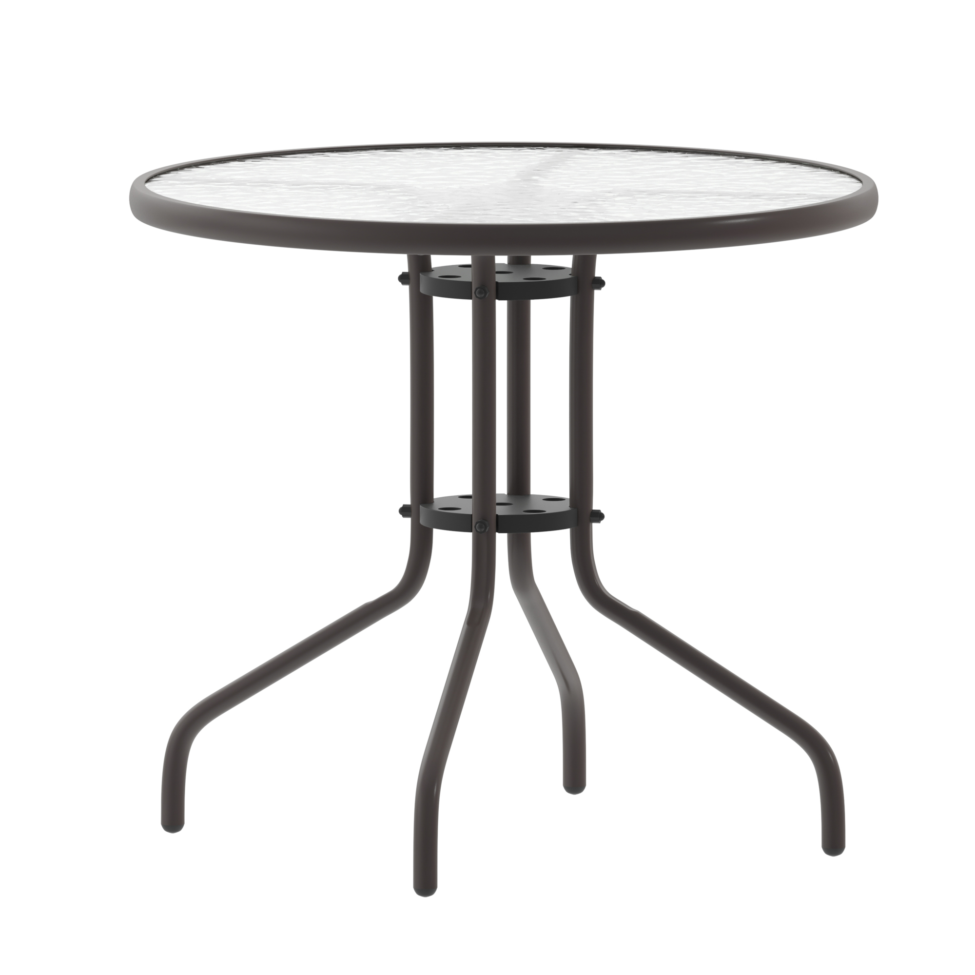 Flash Furniture, 31.5in. Round Tempered Glass Metal Table, Table Shape Round, Primary Color Brown, Height 28 in, Model# TLH0702BZ